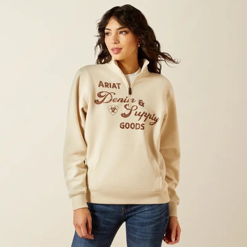 Ladies Ariat Denim & Supply 1/2 Zip Sweatshirt - 10062733 1