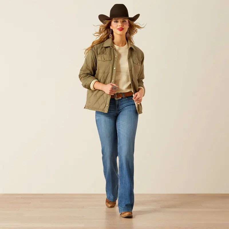 Ladies Ariat Dusky Green Grizzly Quilted Barn Jacket - 10062813 1