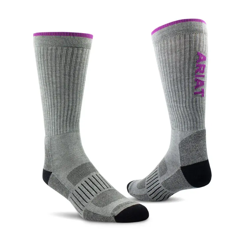 Ladies Ariat High Performance Crew Tek Work Sock 2 Pair Pack - 10039118 1