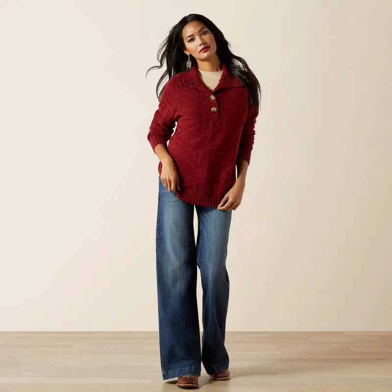 Ladies Ariat Ornate Cabernet Pullover Sweater - 10062810 - Final Sale 1
