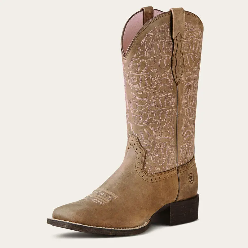 Ladies Ariat Round Up Remuda Wide Square Toe Western Boot - 10019906 1