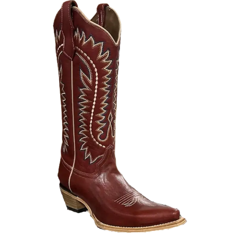 Ladies Circle G Embroidered Deep Red Snip Toe Western Boot - L8015 1