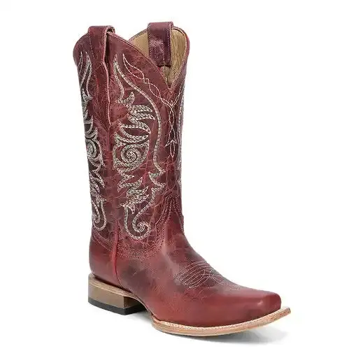 Ladies Circle G Red Embroidery Square Toe Western Boot - L6325 1