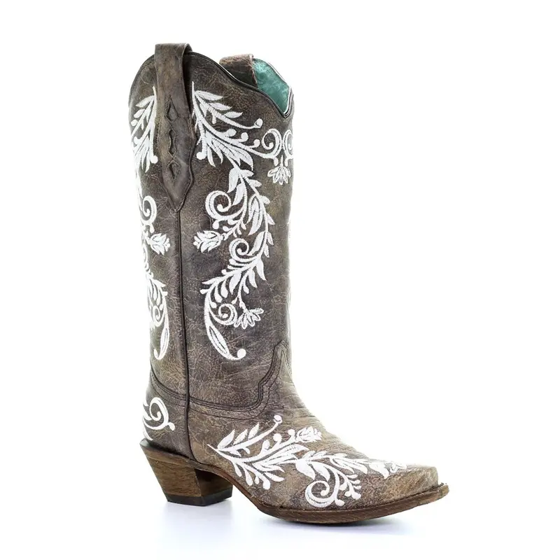 Ladies Corral Brown/White Embroidery Glow Collection - A3753 2