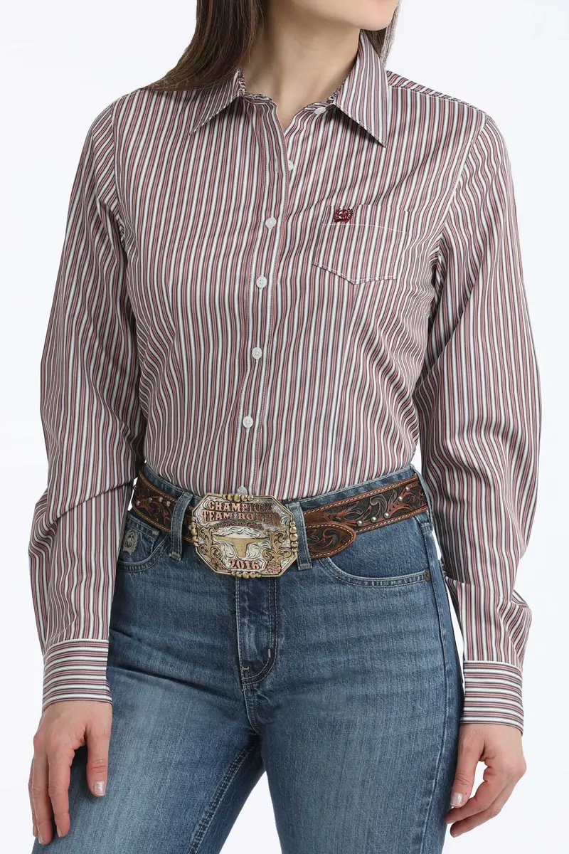 Ladies Cruel Denim Long Sleeve Stripe Shirt - Msw9164263 1