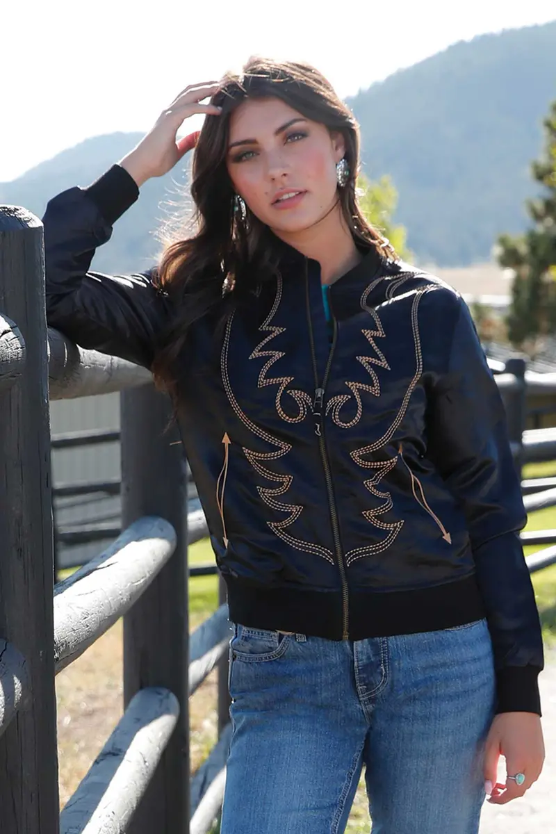 Ladies Cruel Girl Black Bomber Jacket - Cwj7517001 1
