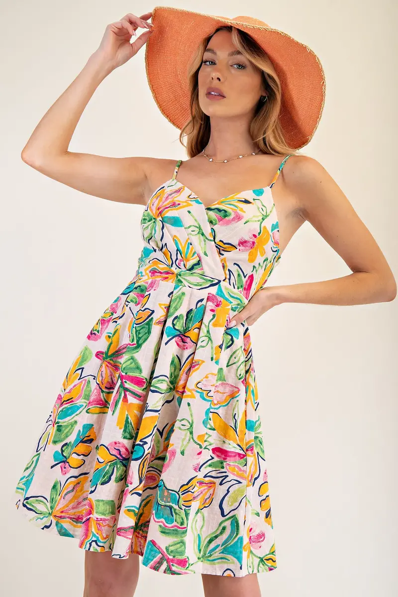 Ladies Easel Floral Printed Slub Dress - Ed26149 - Final Sale 1