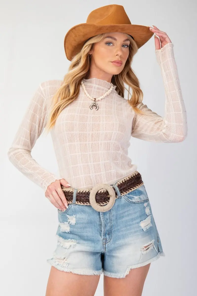 Ladies Easel Textured Meshed Fitted Top - Et23622 2