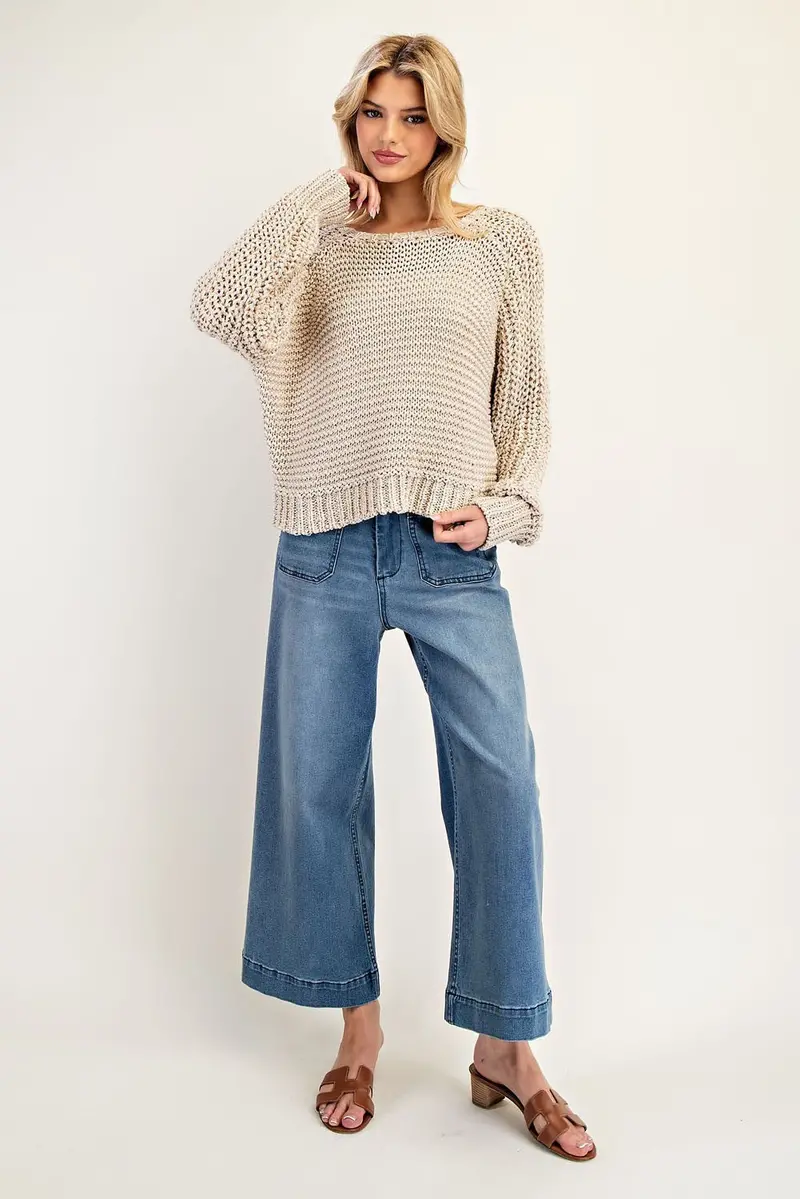 Ladies Eesome Crochet Long Sleeve Sweater - Sg10641 1