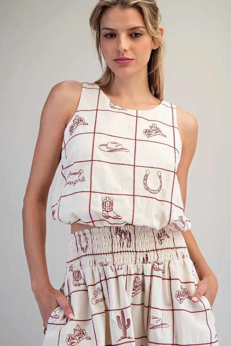 Ladies Eesome Western Inspired Sleeveless Top - Hs15844 1
