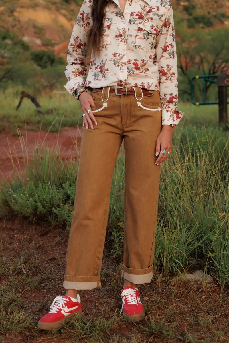 Ladies Howdy Hanny Tan Smiley Jeans - Hh8800 1