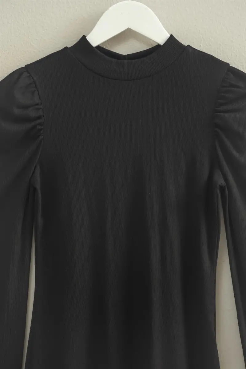 Ladies Hyfve Black Puff-Sleeve Fitted Top Keyhole Back - Hf25f361 1
