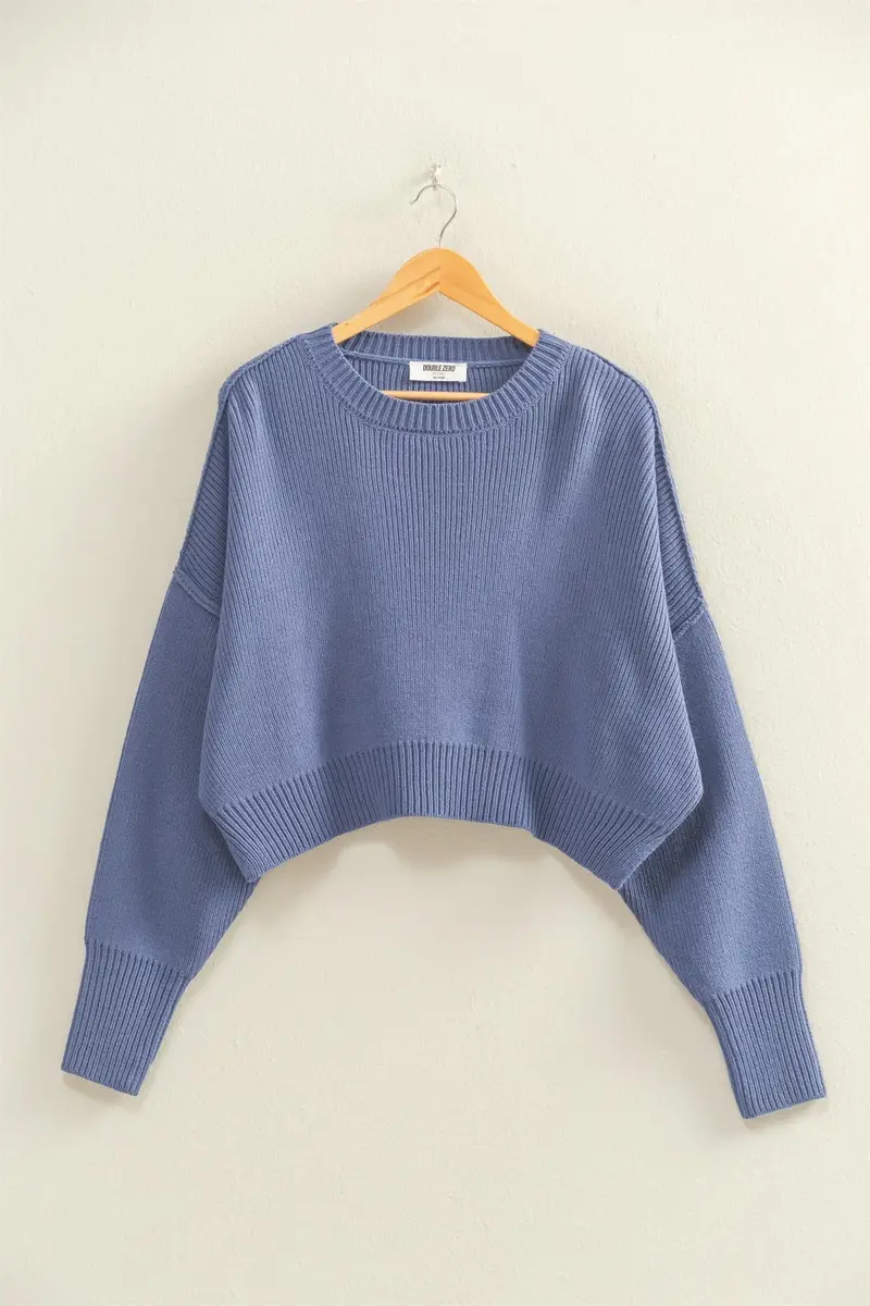 Ladies Hyfve Ribbed Knit Oversized Cropped Sweater - Dz25c928 1