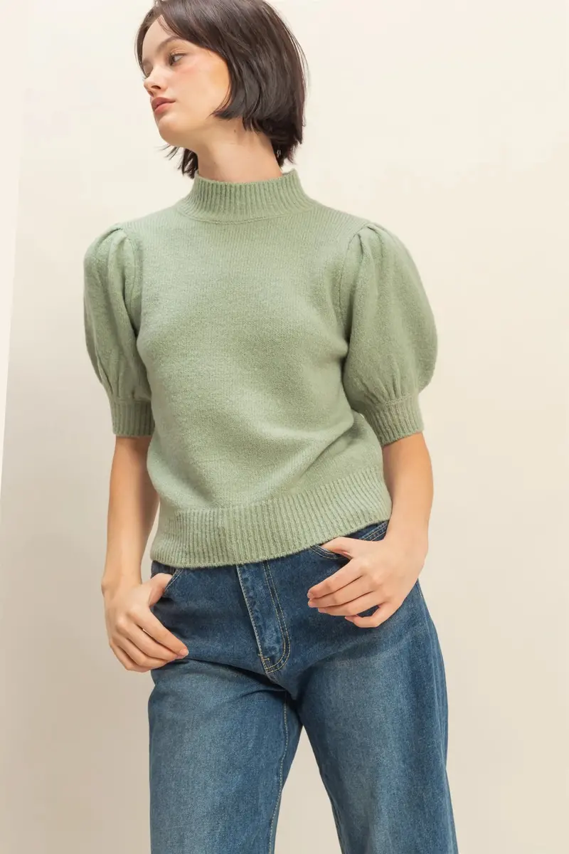 Ladies Hyfve Short-Sleeve Ribbed Sweater With Puff Sleeves - Dz25e174 1