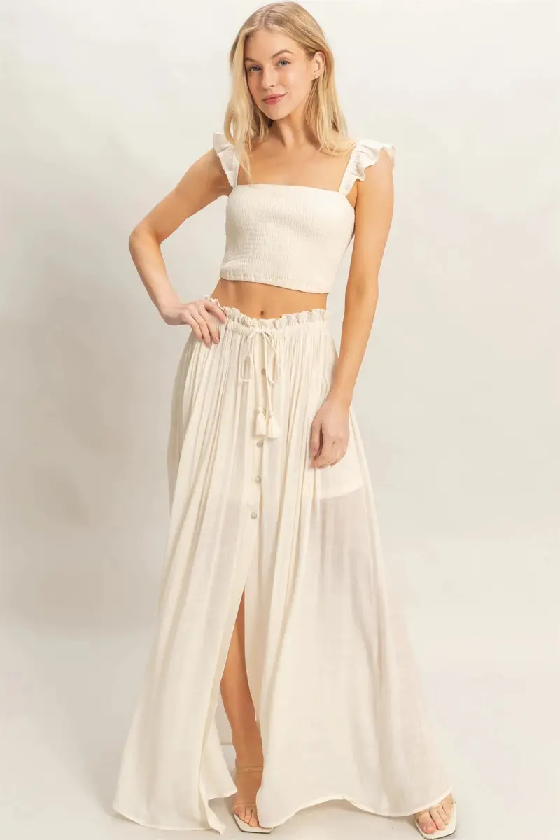 Ladies Hyfve Smocked Top & Maxi Skirt Set - Hf26c292-Set 1