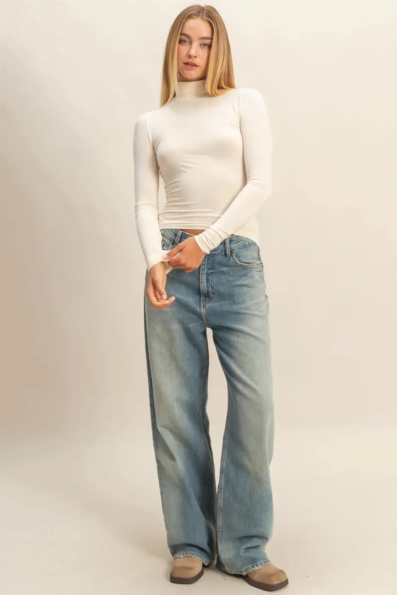 Ladies Hyfve Turtleneck Long Sleeve Fitted Top - Dz25c948 1
