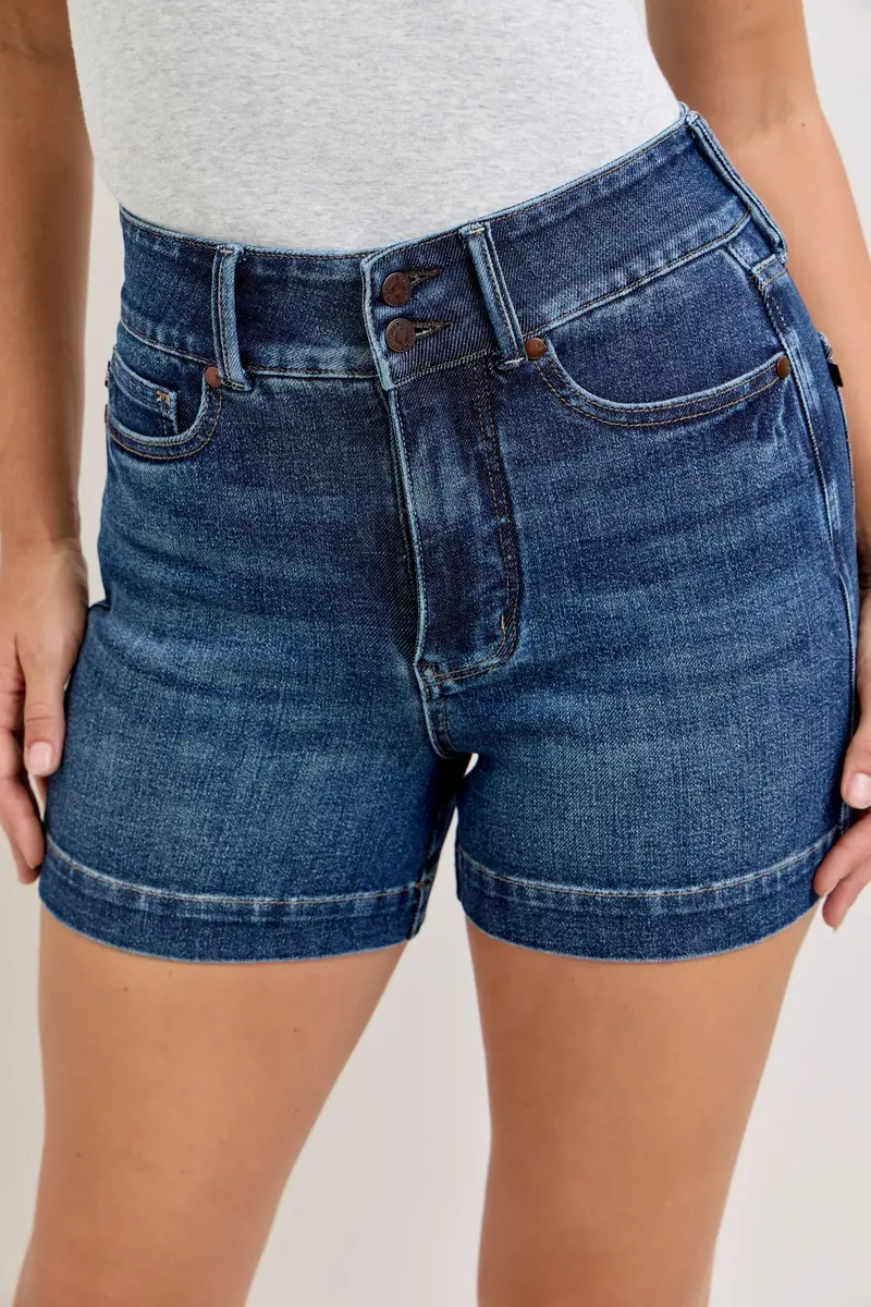 Ladies Judy Blue High Waisted T.C. Slim Shorts - 150350Reg 1