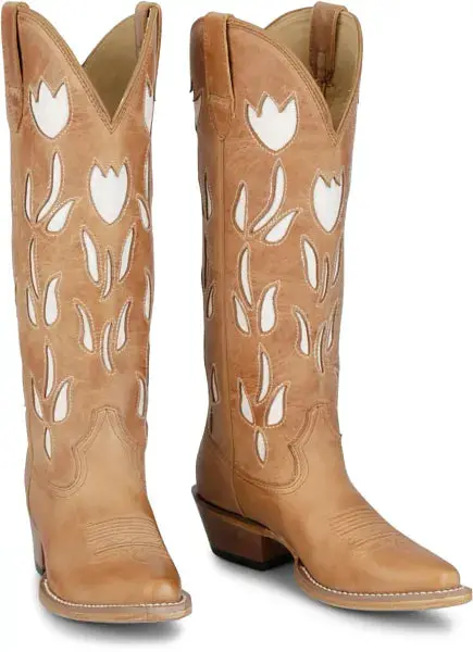 Ladies Justin May Vintage Antique Tan Cowhide - Vn4456 1