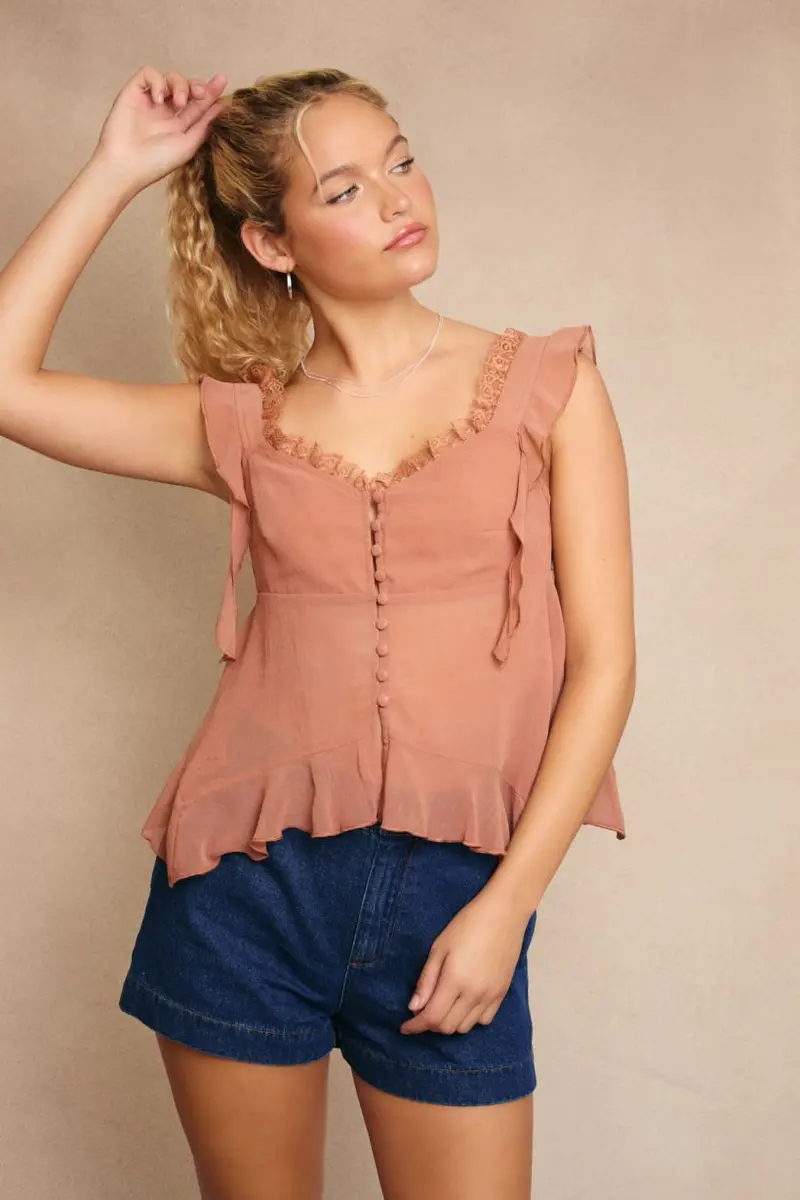 Ladies Le Lis Flutter Sleeve Tank Top - Pt6442 1