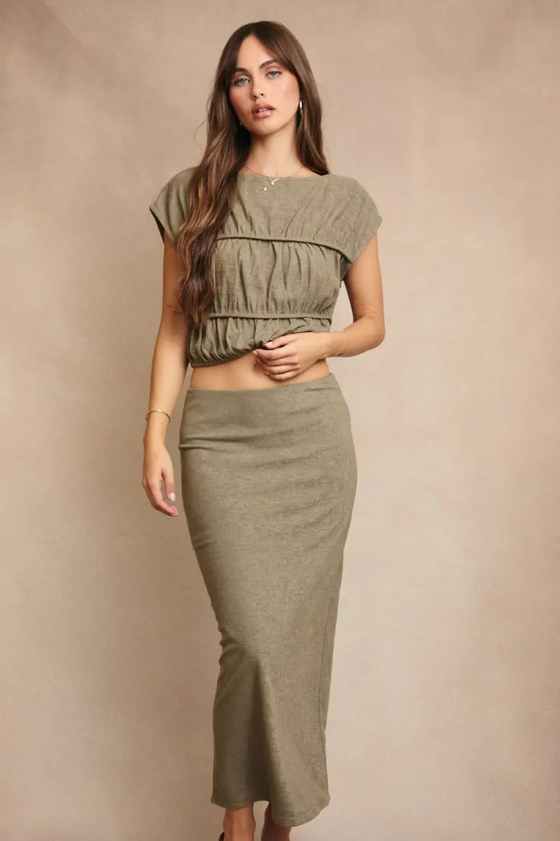 Ladies Le Lis Shirring Top & Skirt Set - Sts3270 1