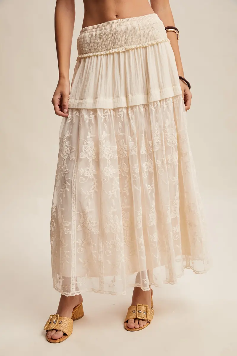 Ladies Listicle Embroidered Sheer Maxi Skirt - Lsk0297 1