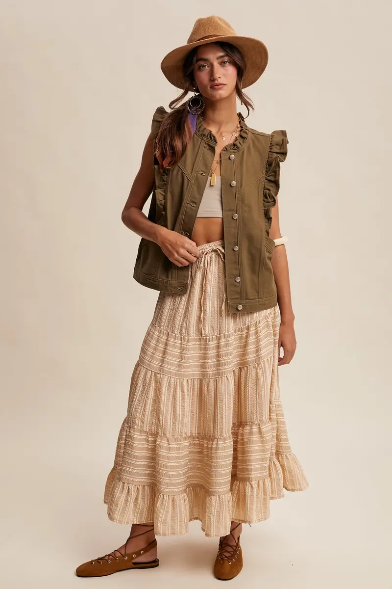 Ladies Listicle Ruffle Trim Utility Vest - Lvt017 1