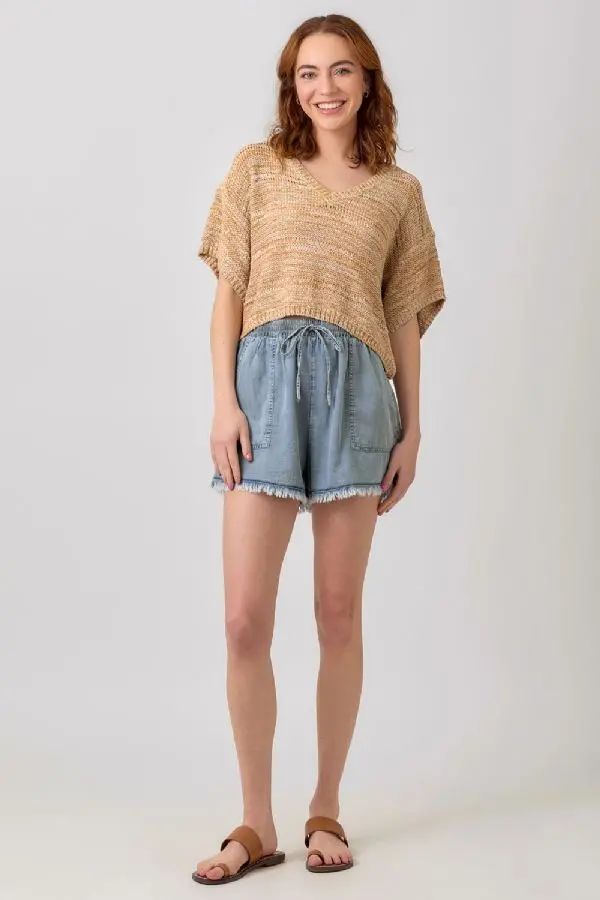 Ladies Mystree Melange Relaxed Pullover Sweater - 60550 1