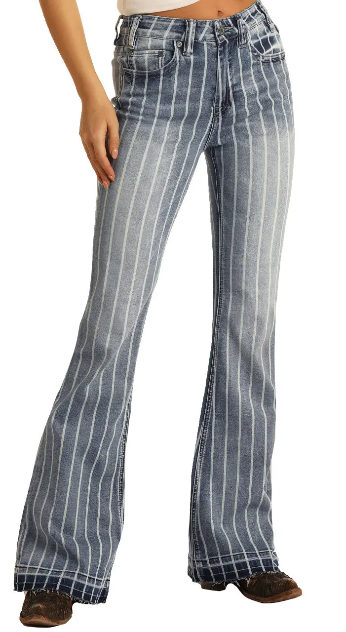 Ladies Rock & Roll Denim High Rise Extra Stretch Striped Trouser - W8h2533 - Final Sale 1