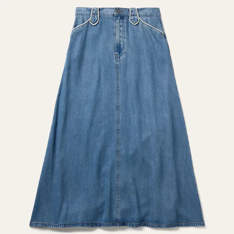 Ladies Stetson A-Line Piped Denim Skirt 1