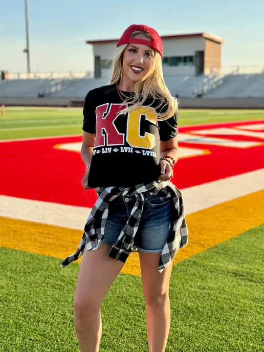Ladies Texas True Threads Kc Block Superbowl Wins Charcoal Tee By Randi Mahomes - Final Sale 1