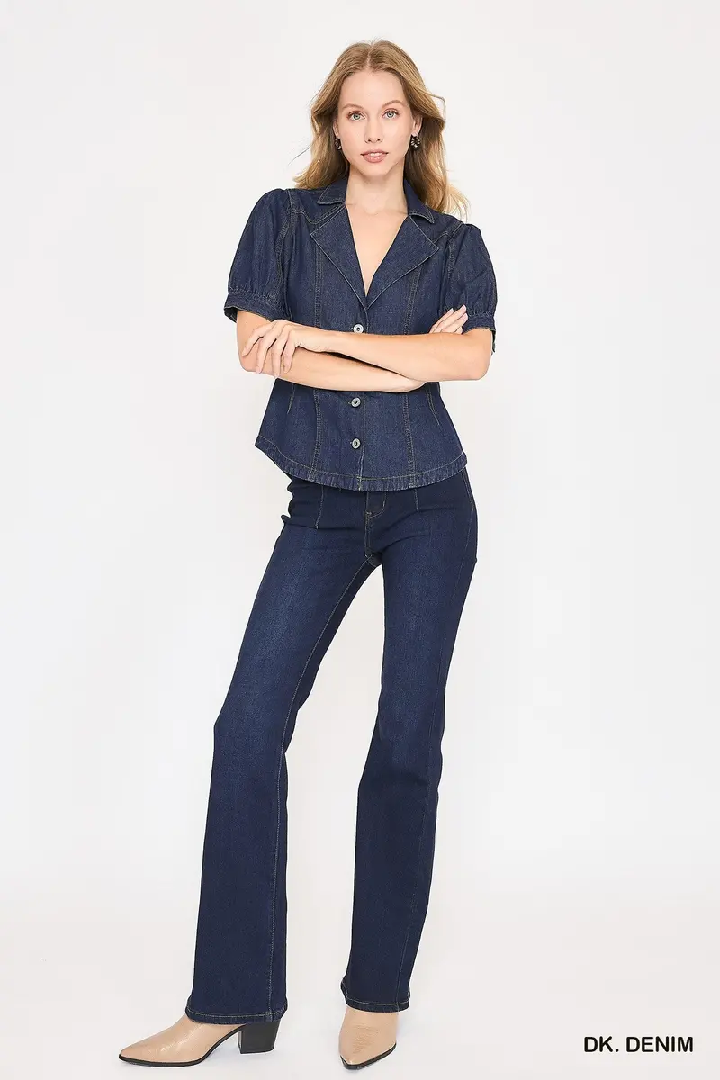 Ladies Umgee Denim Button Down Top - K9927 1