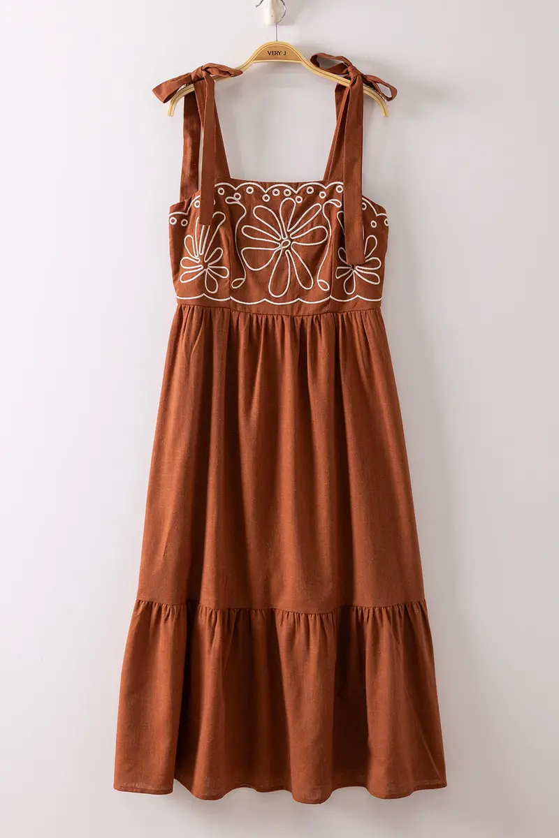 Ladies Very J Embroidered Detail Midi Sleeveless Dress - Nd32095 1