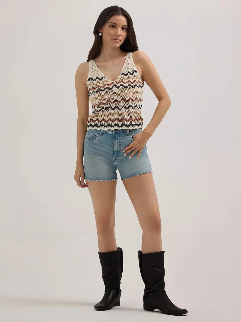 Ladies Wrangler Crochet Sweater Tank - 112364720 1
