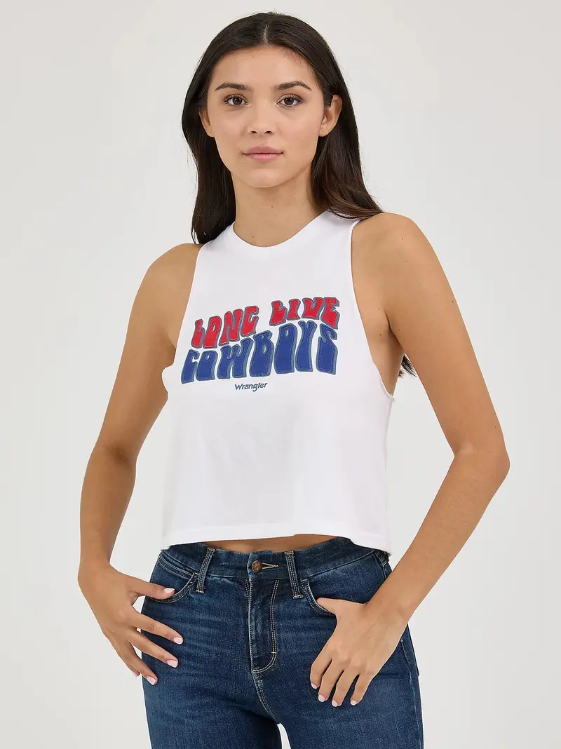 Ladies Wrangler Festival Crop Graphic Tank - 112361861 1