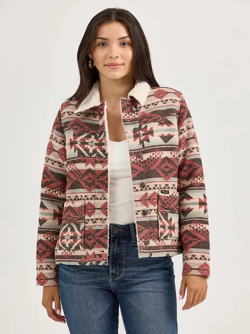 Ladies Wrangler® Sherpa Lined Jacquard Barn Jacket - 112368301 1