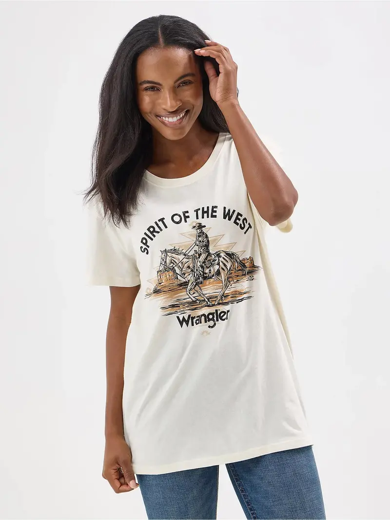 Ladies Wrangler Western Graphic Boyfriend Tee - 112354363 1