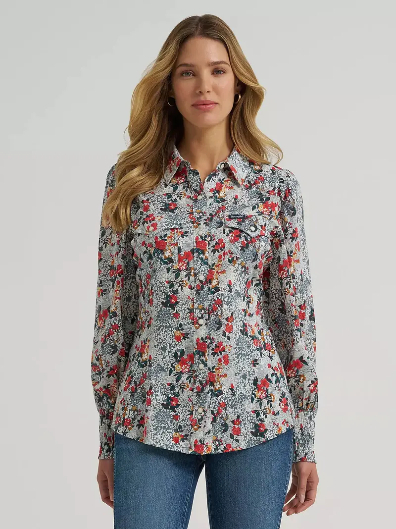 Ladies Wrangler Western Snap Slim Blouse - 112375332 1