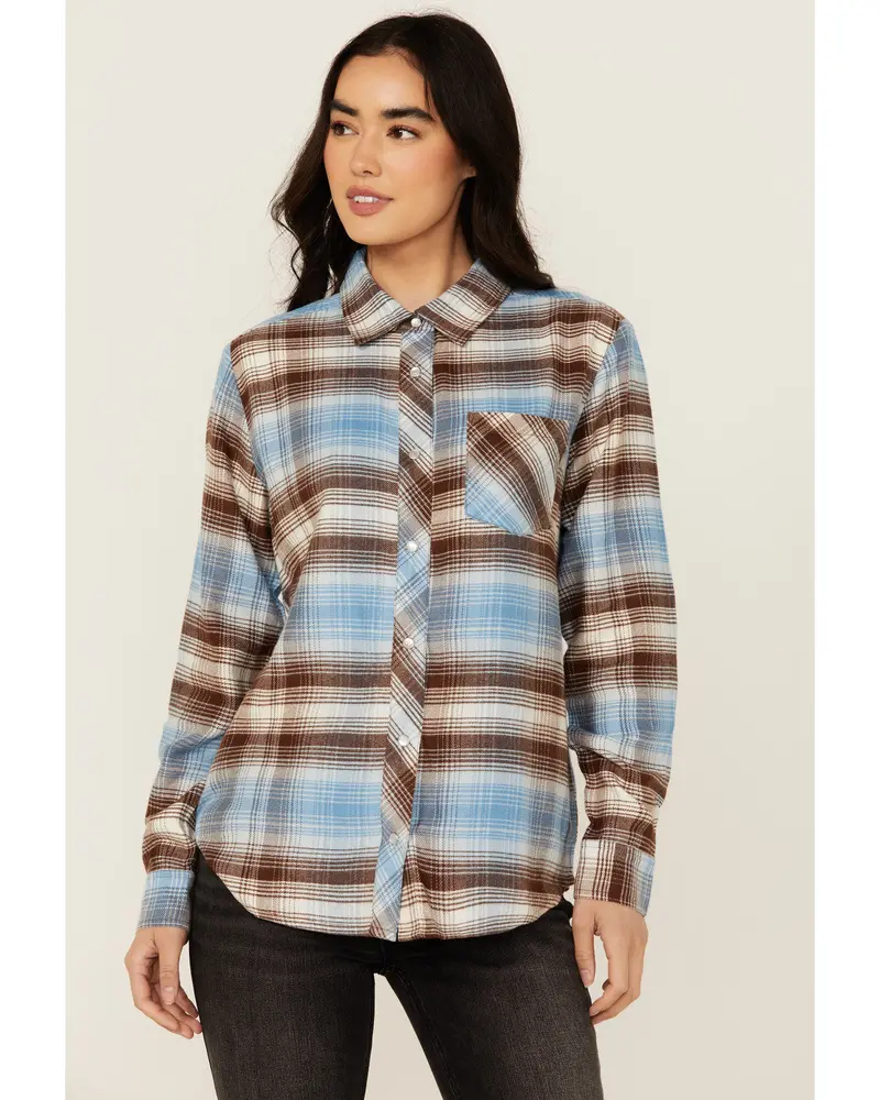 Lane Plaid Print Long Sleeve Snap Flannel Shirt 1