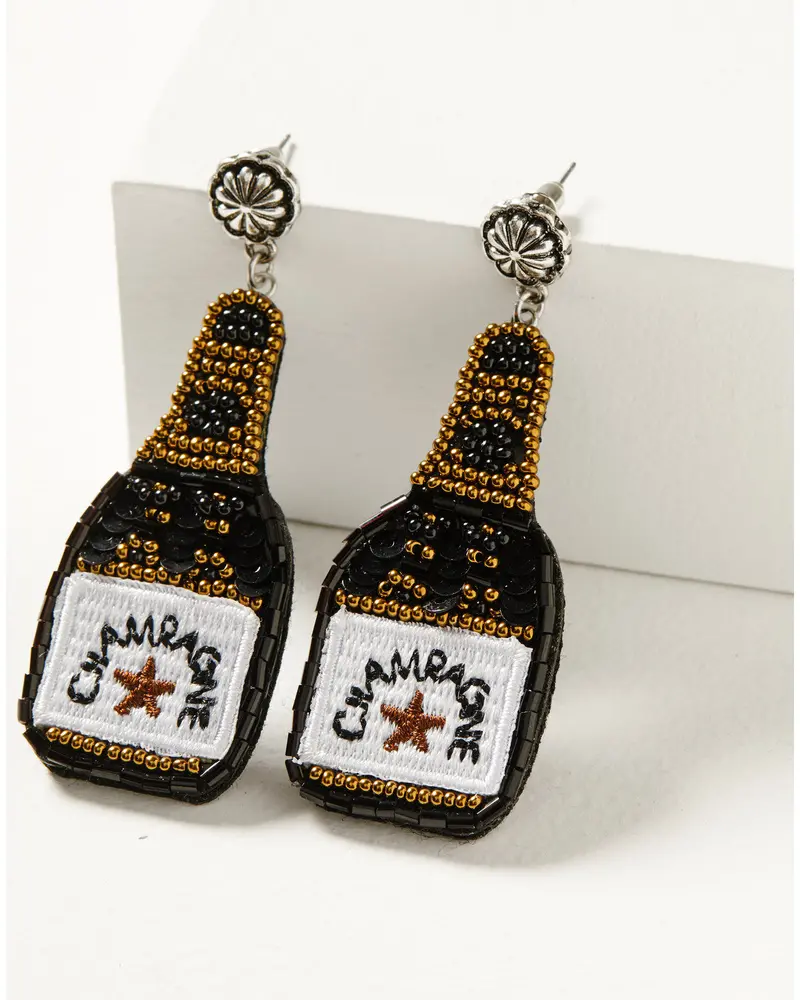 Laramie Champagne Beaded Earrings 1