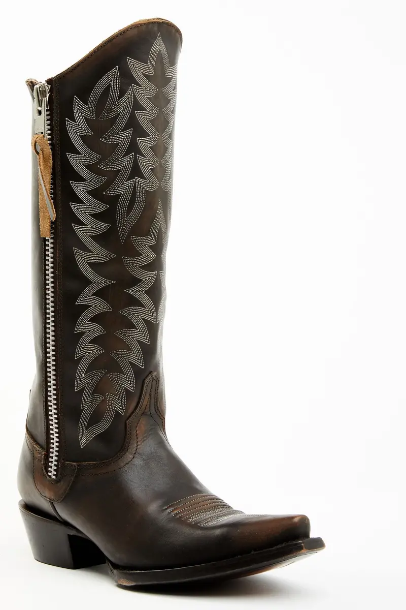 Latigo Side Zip Distressed Tall Western Boot - Snip Toe 1