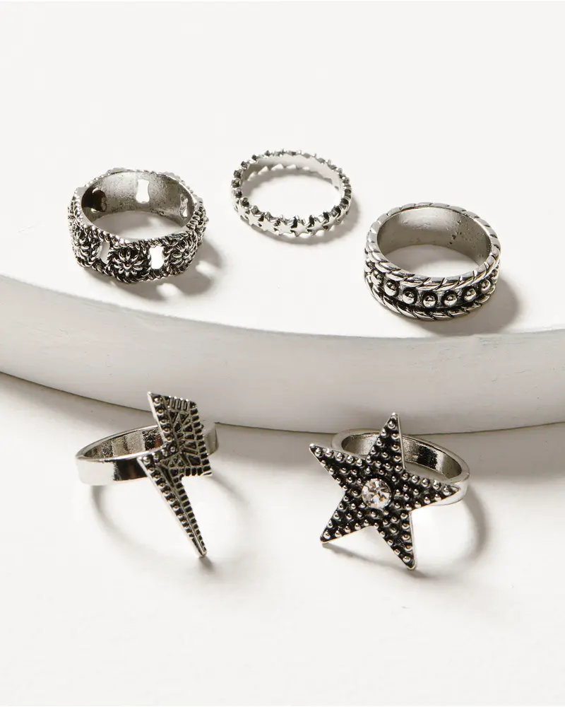 Lauderdale 5-Piece Silver Ring Set 1