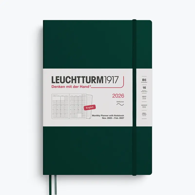 Leuchtturm1917 - 2026 Diary - Monthly Notebook - B5 - Forest Green 1