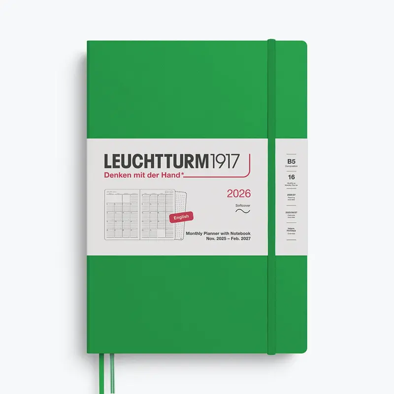 Leuchtturm1917 - 2026 Diary - Monthly Notebook - B5 - Spring Leaf 1