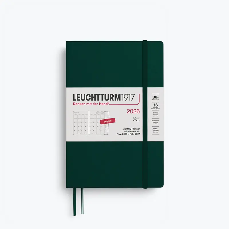 Leuchtturm1917 - 2026 Diary - Monthly Notebook - B6 - Forest Green 1
