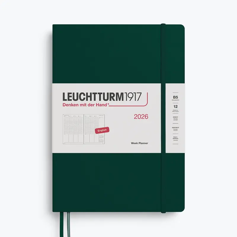 Leuchtturm1917 - 2026 Diary - Week Planner - B5 - Forest Green 1