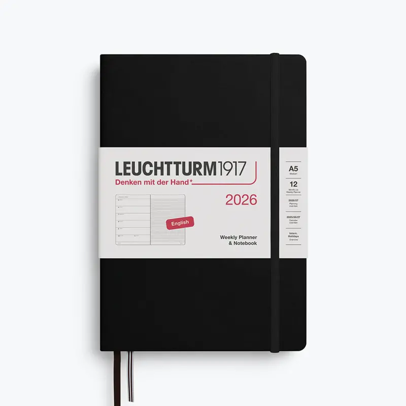 Leuchtturm1917 - 2026 Diary - Weekly Notebook - A5 - Black (Hard) 1