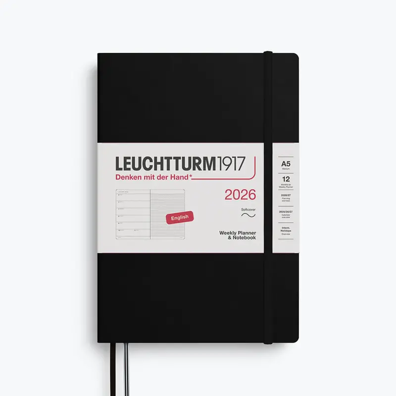 Leuchtturm1917 - 2026 Diary - Weekly Notebook - A5 - Black (Soft) 1