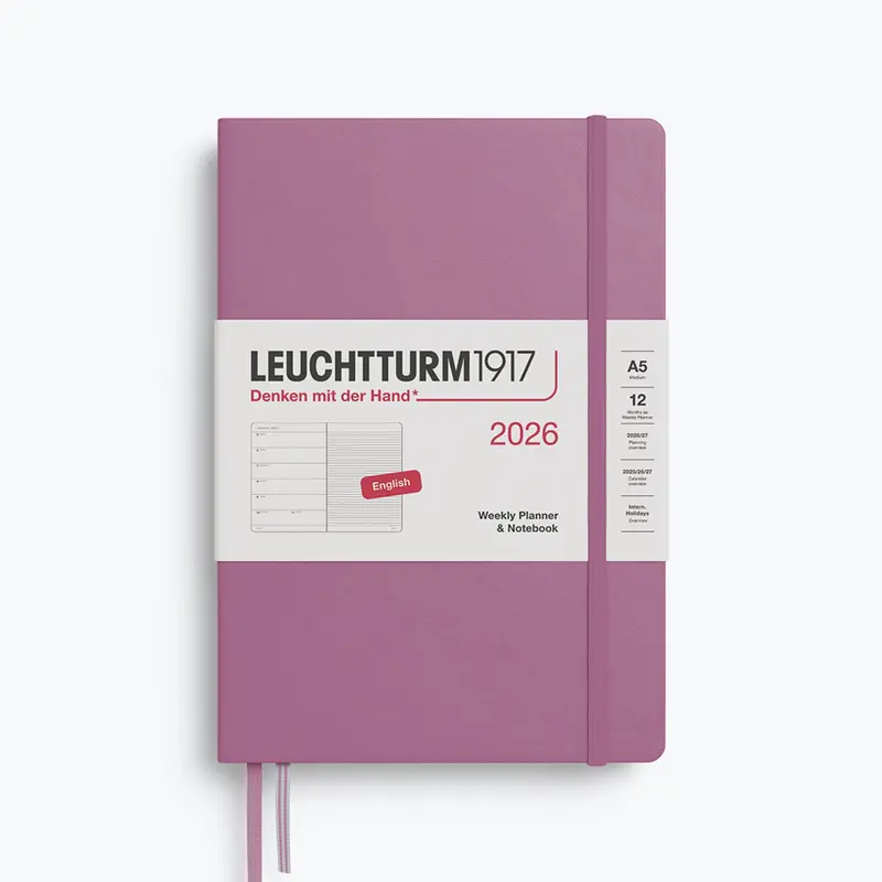 Leuchtturm1917 - 2026 Diary - Weekly Notebook - A5 - Dusty Rose (Hard) 1
