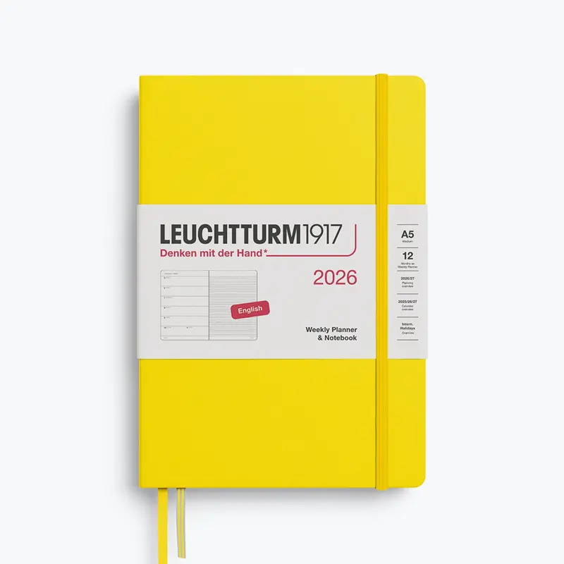 Leuchtturm1917 - 2026 Diary - Weekly Notebook - A5 - Lemon (Hard) 1
