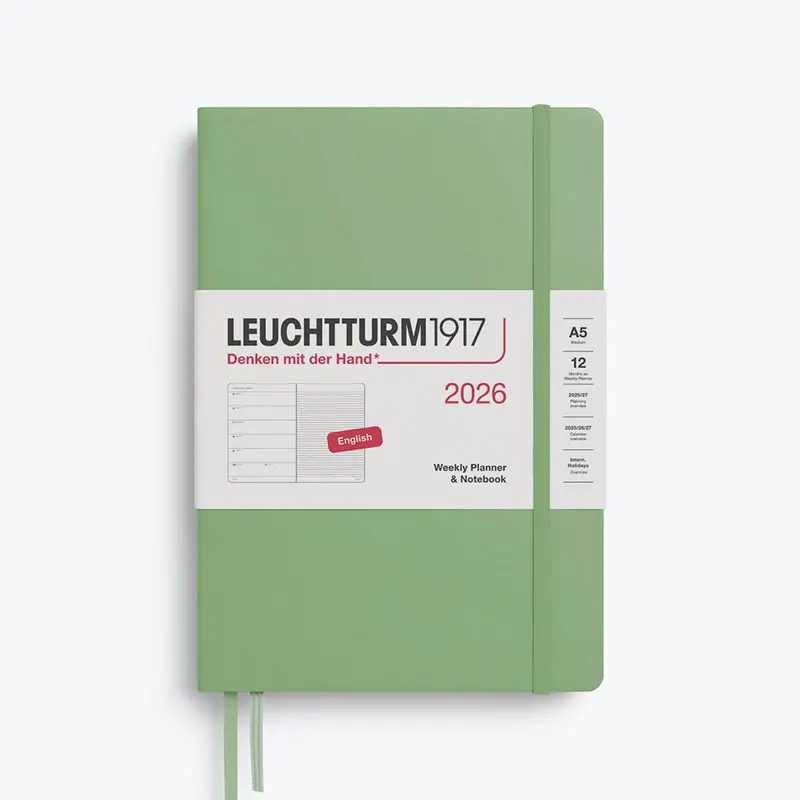 Leuchtturm1917 - 2026 Diary - Weekly Notebook - A5 - Sage (Hard) 1